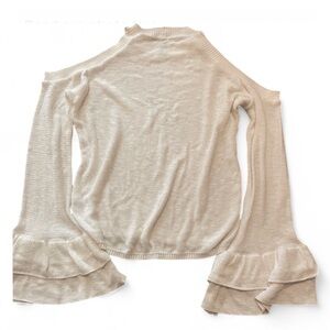 Size M l Express - White, Cold Shoulder Bell Sleeved Sweater